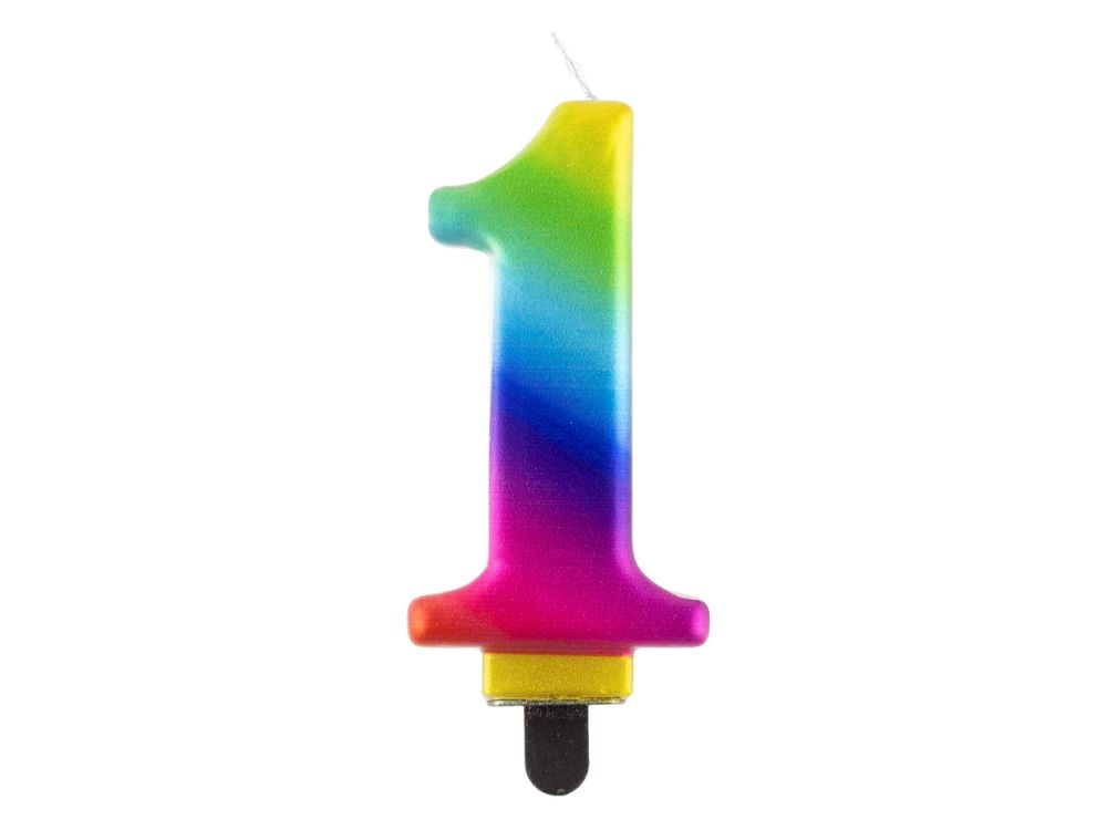 Birthday candle - GoDan - rainbow, number 1