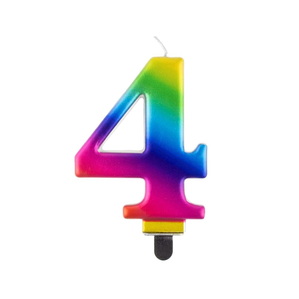 Birthday candle - GoDan - rainbow, number 4