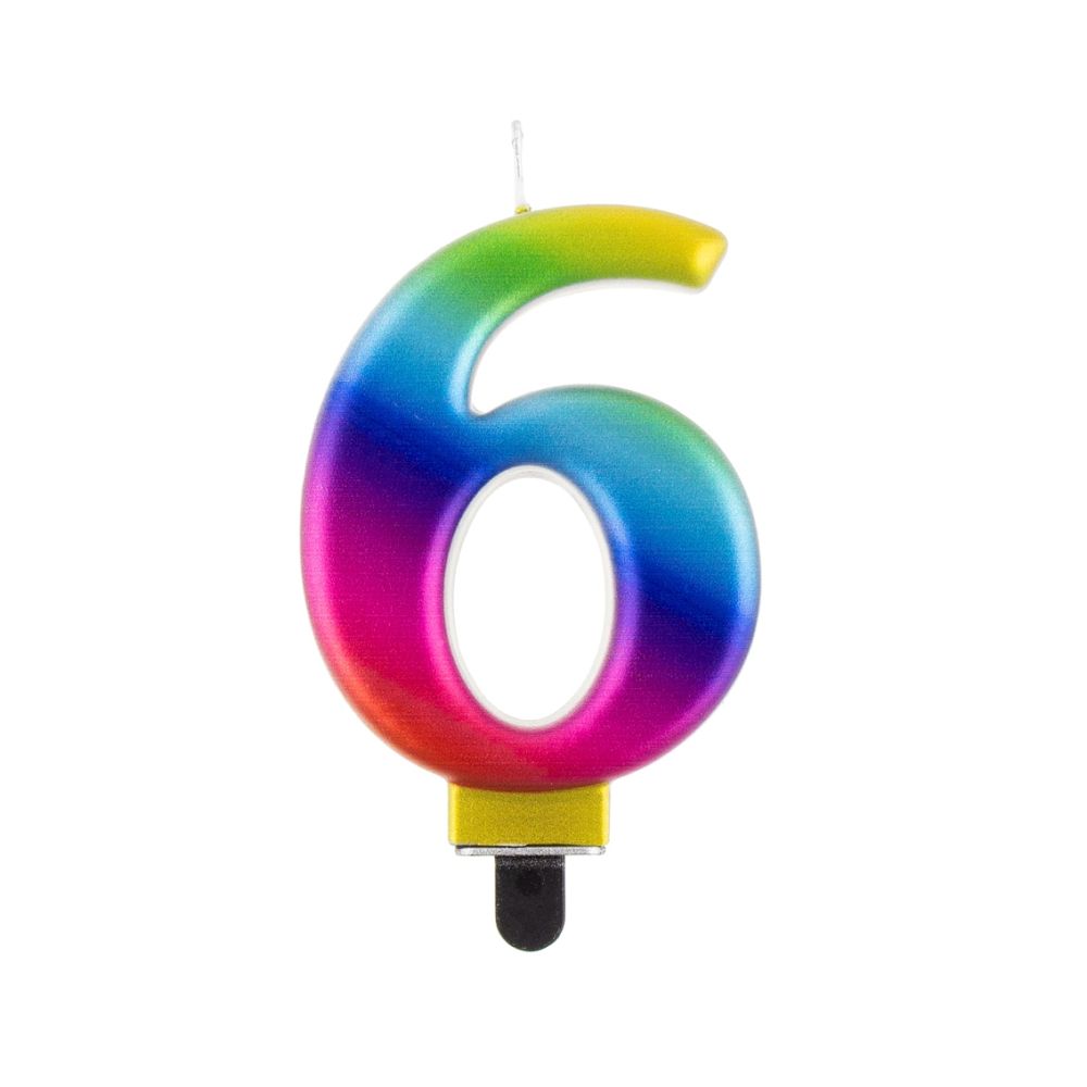 Birthday candle - GoDan - rainbow, number 6