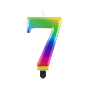 Birthday candle - GoDan - rainbow, number 7