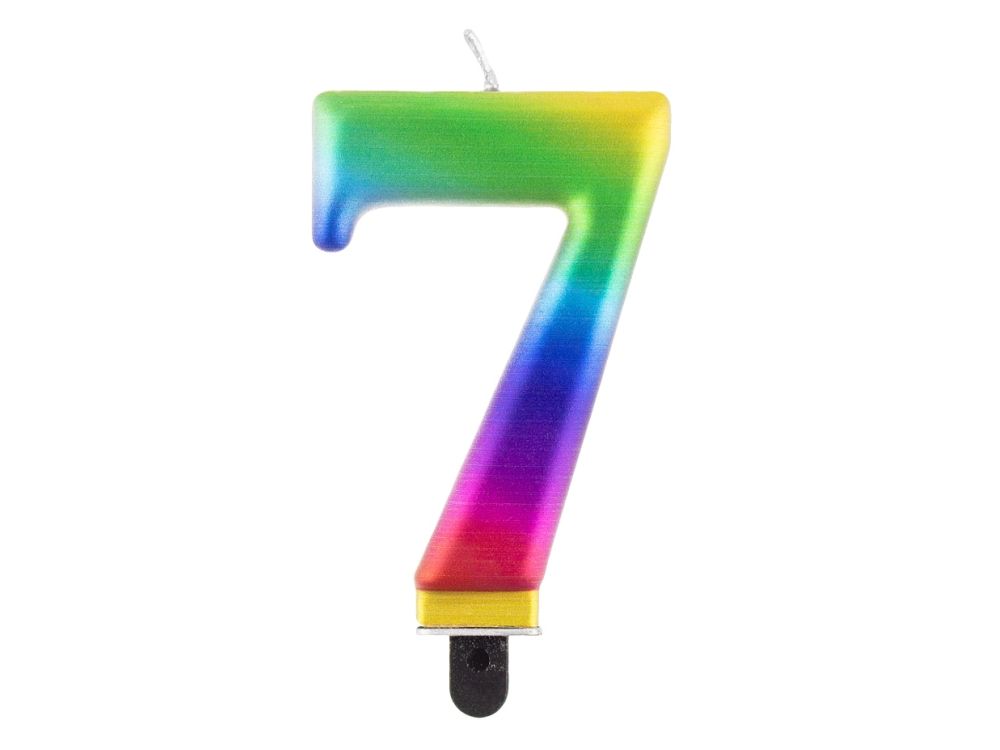 Birthday candle - GoDan - rainbow, number 7