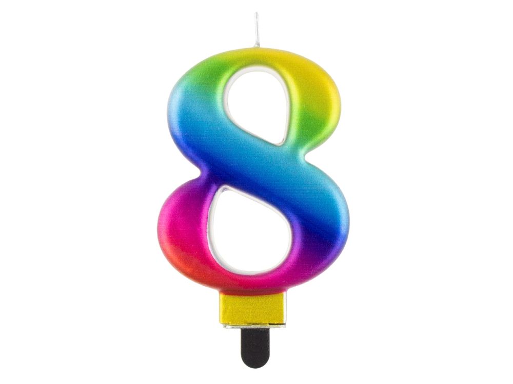Birthday candle - GoDan - rainbow, number 8