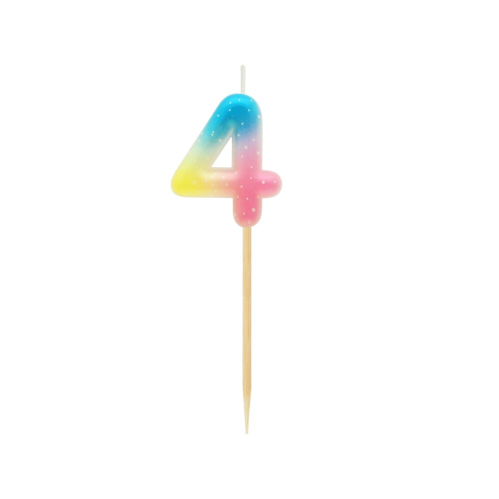 Świeczka urodzinowa na piku - GoDan - pastelowe ombre, cyfra 4