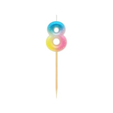 Świeczka urodzinowa na piku - GoDan - pastelowe ombre, cyfra 8