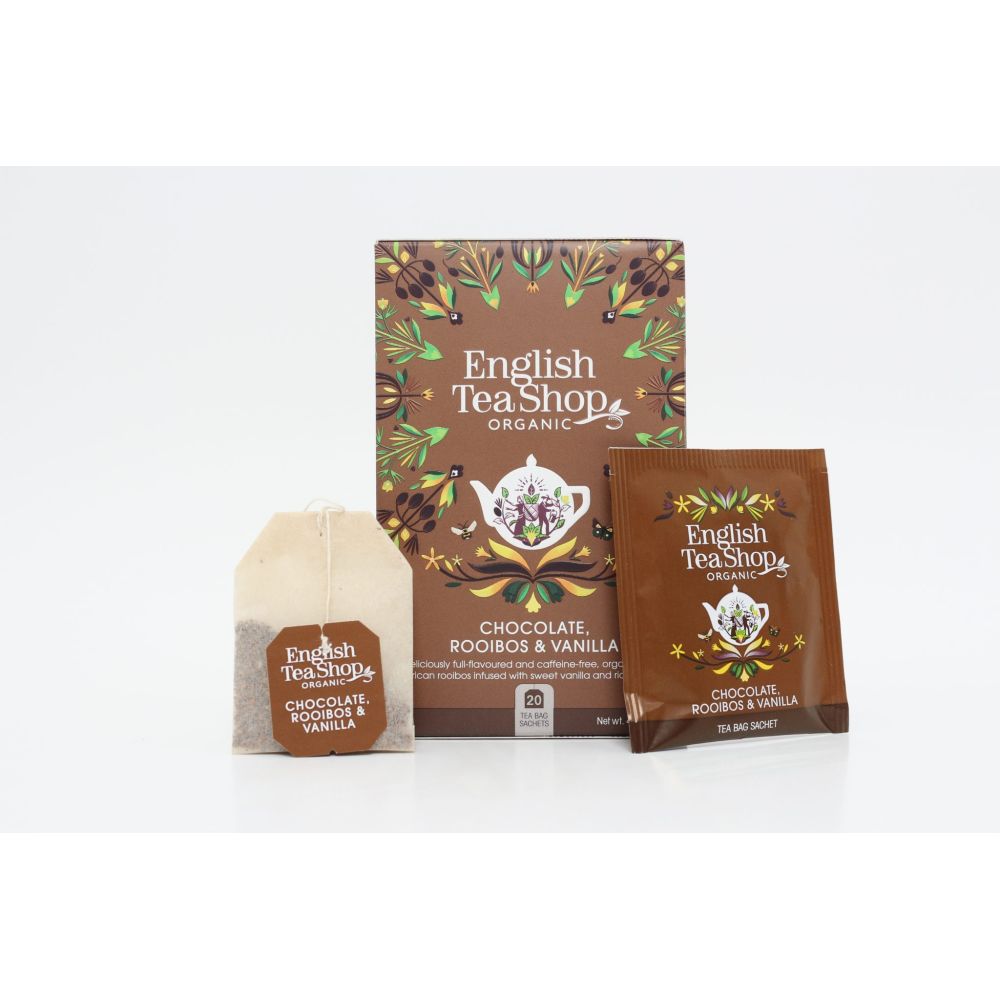 Herbata ziołowa Chocolate, Rooibos & Vanilla - English Tea Shop - 20 szt.
