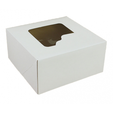 Pudełko na tort z oknem - Hersta - białe, 18 x 18 x 9 cm