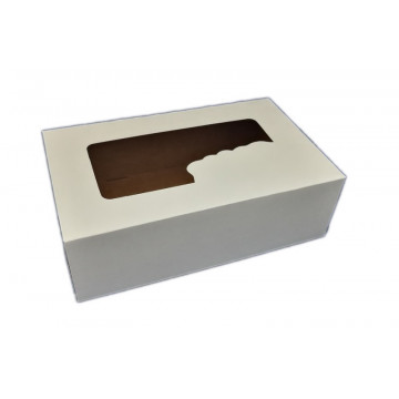 Pudełko na tort z oknem - Hersta - białe, 25 x 15 x 8 cm
