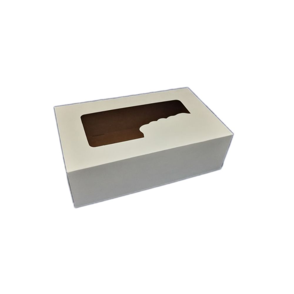 Pudełko na tort z oknem - Hersta - białe, 25 x 15 x 8 cm