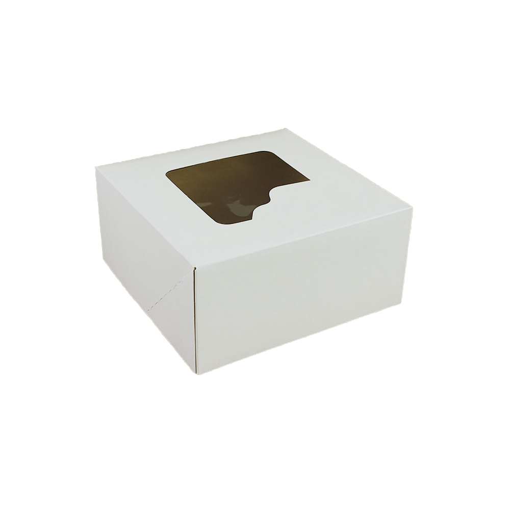 Pudełko na tort z oknem - Hersta - białe, 22 x 22 x 11 cm