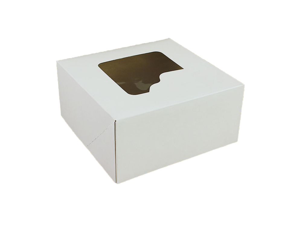 Pudełko na tort z oknem - Hersta - białe, 22 x 22 x 11 cm