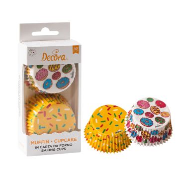 Papilotki na muffinki - Decora - Donuts, 50 x 32 mm, 36 szt.