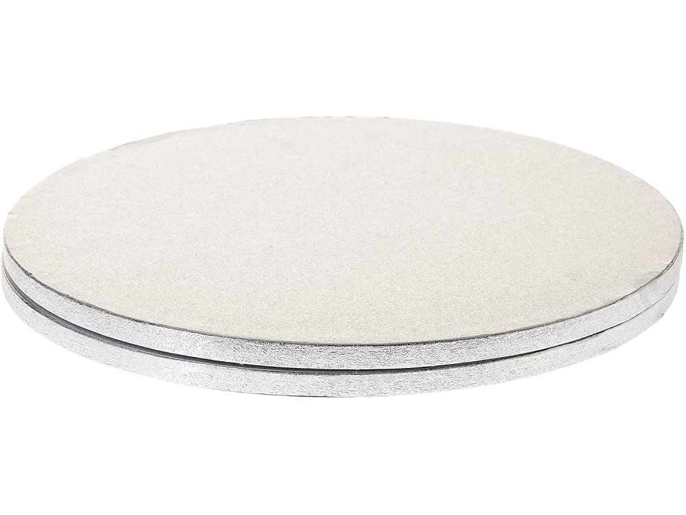 Cake board, round - Decora - thick, silver, 22 cm
