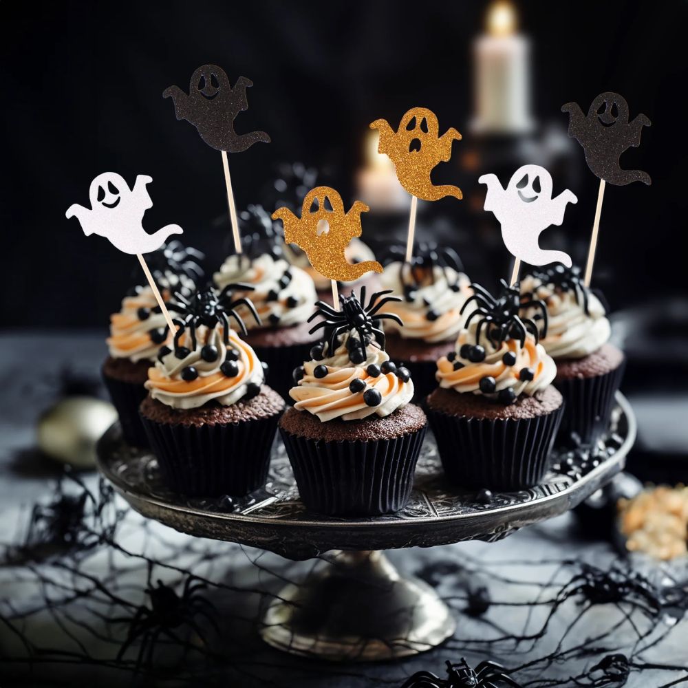 Muffin toppers for Halloween - Ghosts, 6 pcs.