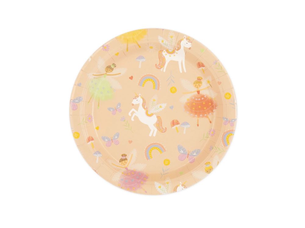 Paper plates Princess & Unicorns - 18 cm, 6 pcs.