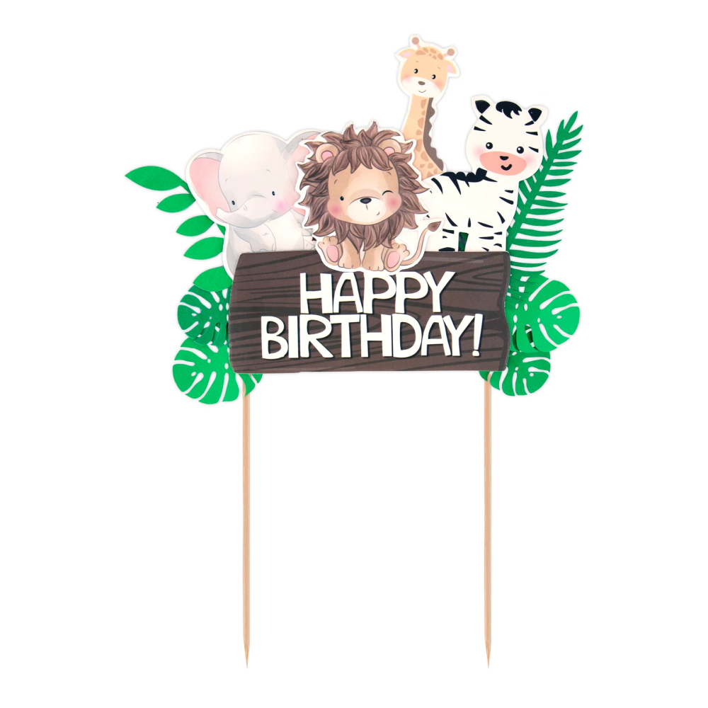 Topper na tort Happy Birthday - zwierzątka, 20 cm