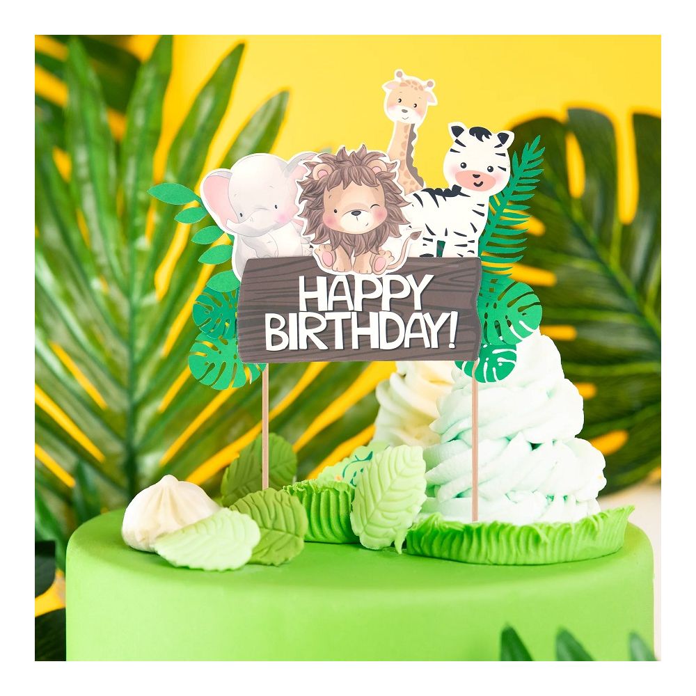 Topper na tort Happy Birthday - zwierzątka, 20 cm