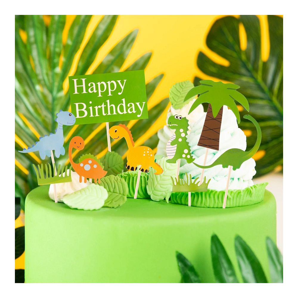 Toppery na tort Happy Birthday - dinozaury, 9 szt.