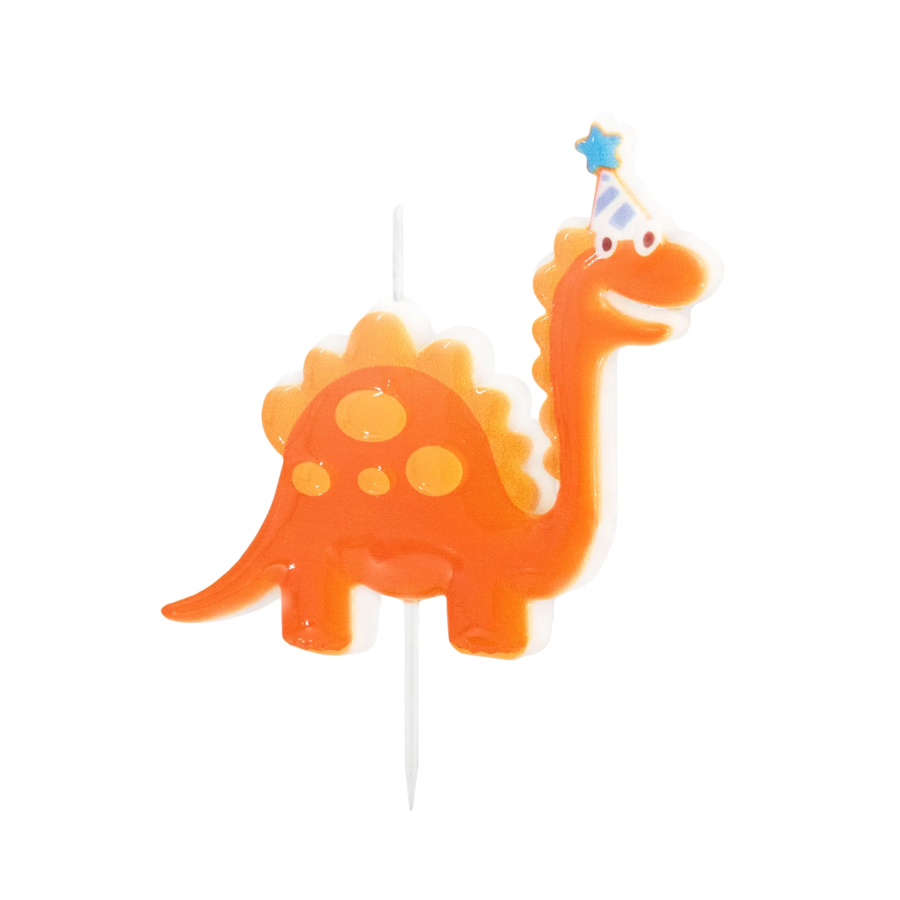 Decorative cake candle - Dinosaur with birthday hat