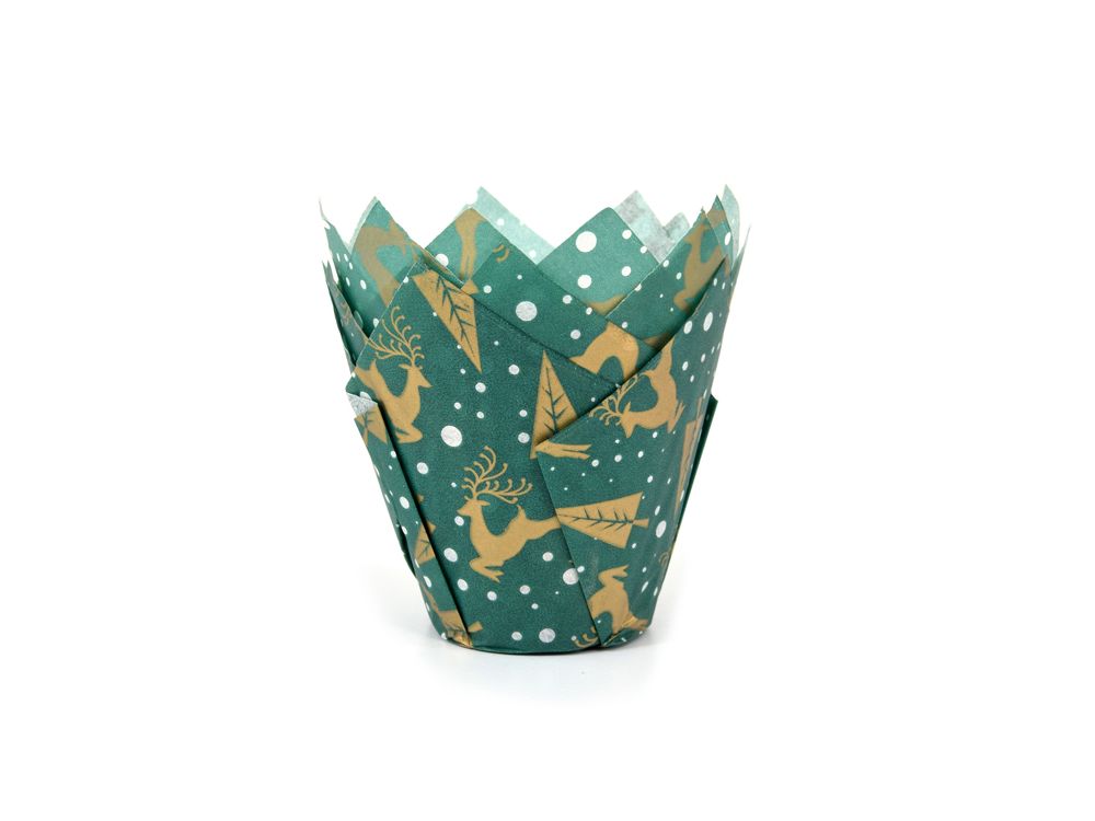 Muffin paper cases Tulip - House of Marie - Reindeer Green, 36 pcs.