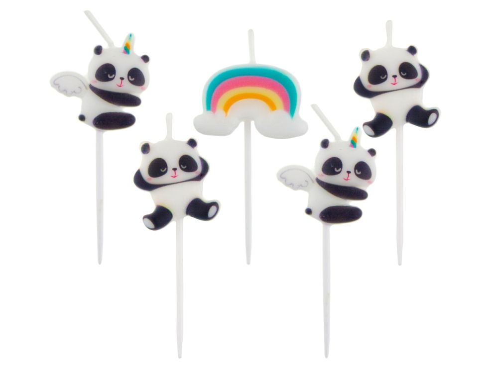 Świeczki urodzinowe - GoDan - Panda, 5 szt.