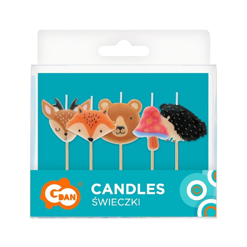 Birthday candles - GoDan - Forest Animals, 5 pcs.