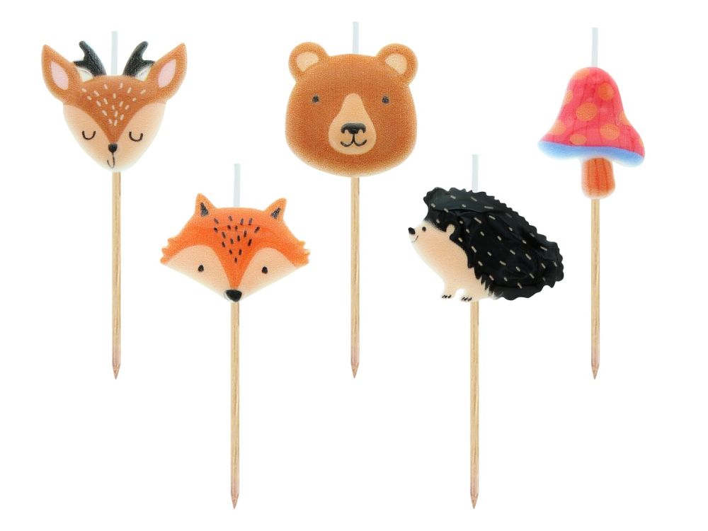 Birthday candles - GoDan - Forest Animals, 5 pcs.