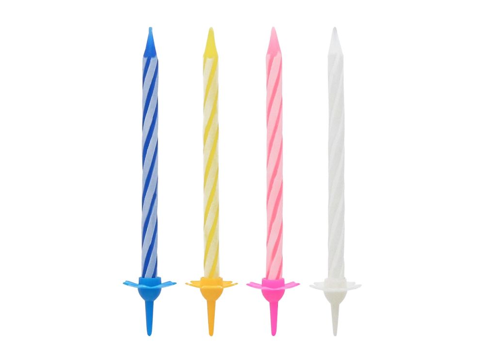 Birthday candles with white stripes - GoDan - 24 pcs.