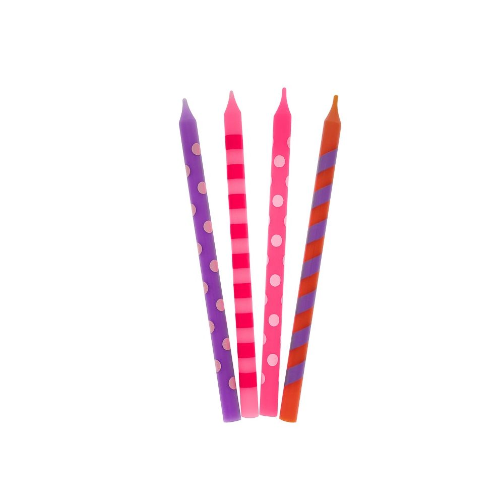 Birthday candles Colorful dots - GoDan - pink mix, 16 pcs.