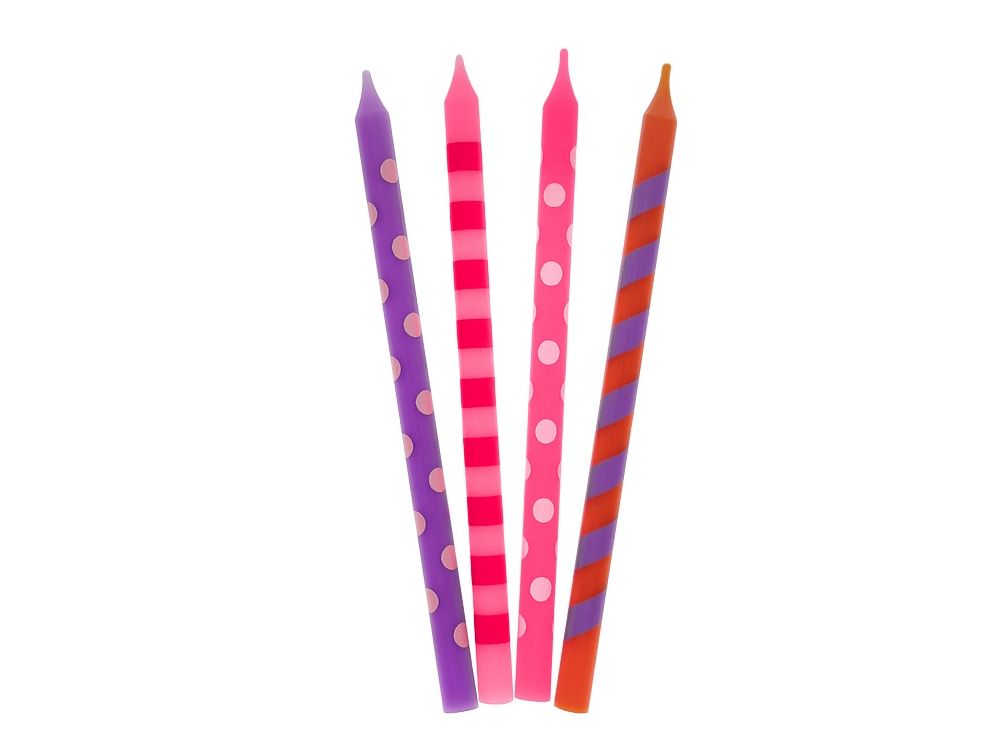 Birthday candles Colorful dots - GoDan - pink mix, 16 pcs.