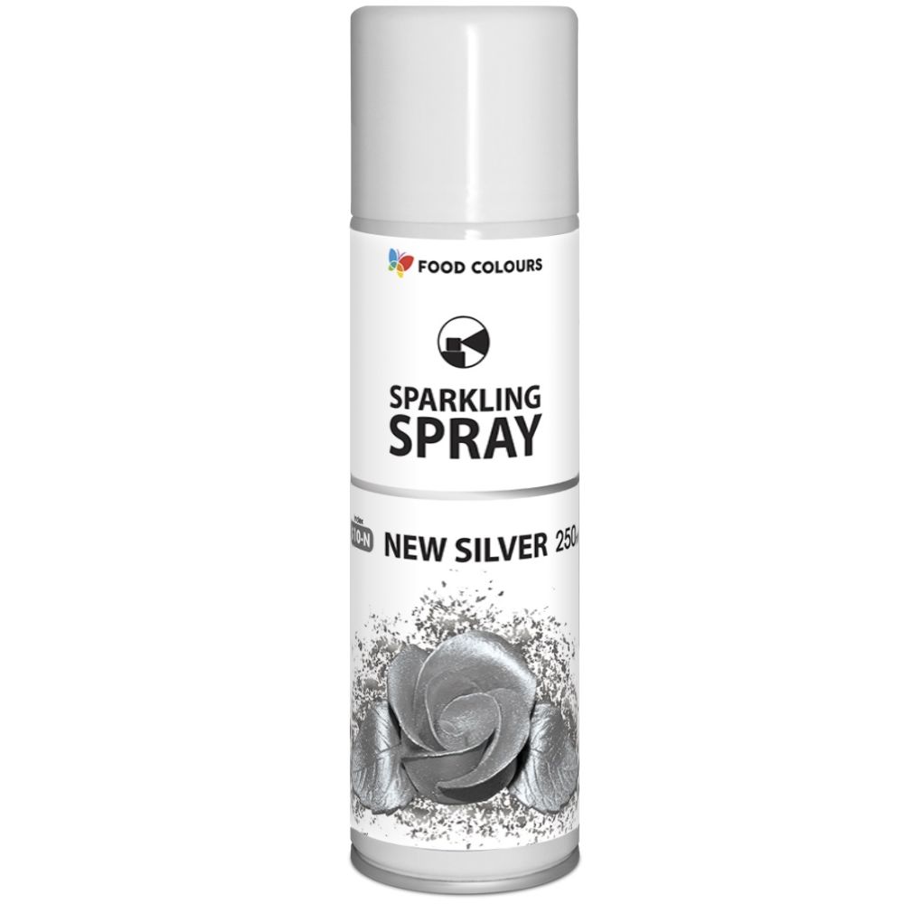 Metallic sparkling spray - Food Colours - New Silver, 250 ml