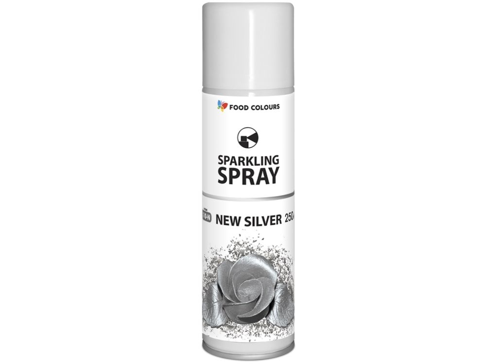 Metallic sparkling spray - Food Colours - New Silver, 250 ml