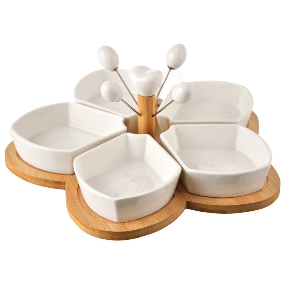 Set of porcelain bowls for snacks - Orion - Flower