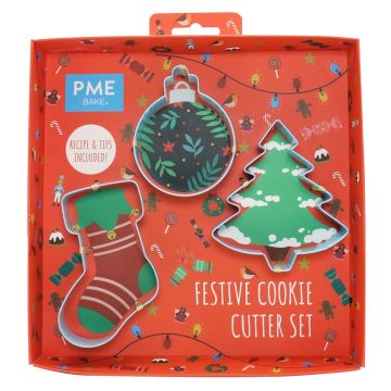 Foremki, wykrawacze świąteczne do ciastek Festive Cookie - PME - 3 szt.