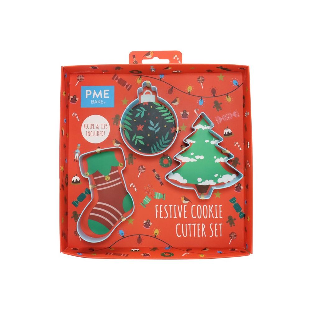 Foremki, wykrawacze świąteczne do ciastek Festive Cookie - PME - 3 szt.