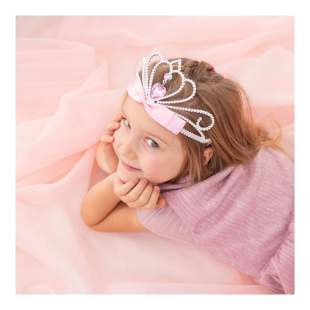 Korona dla dziecka - Srebrna z różowymi klejnotami