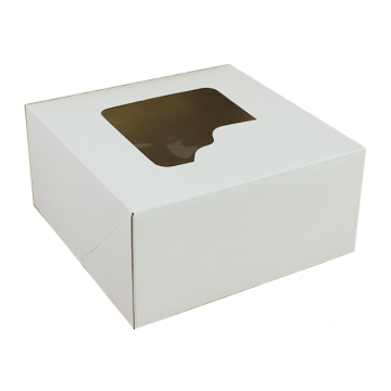 Pudełko na tort z oknem - Hersta - białe, 25 x 25 x 12 cm