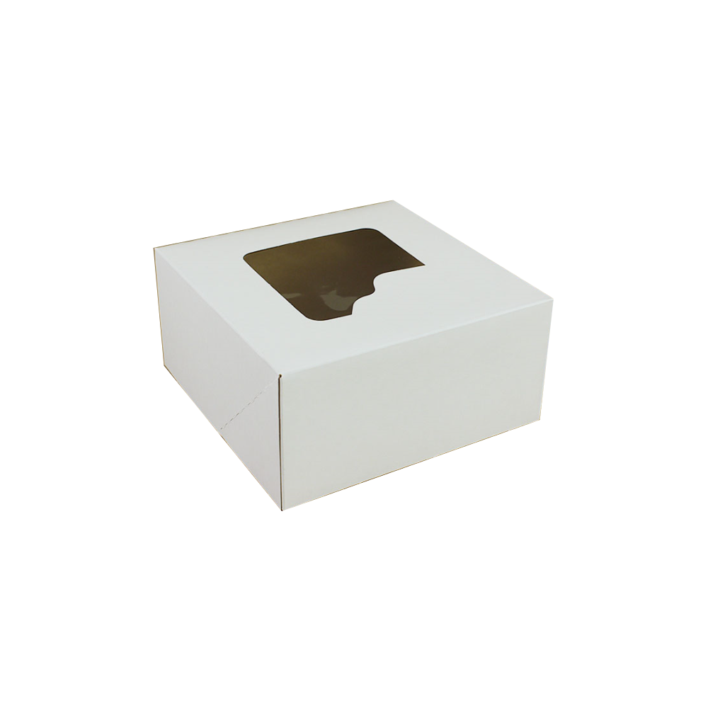 Box for a cake with a window - Hersta - white, 25 x 25 x 12 cm