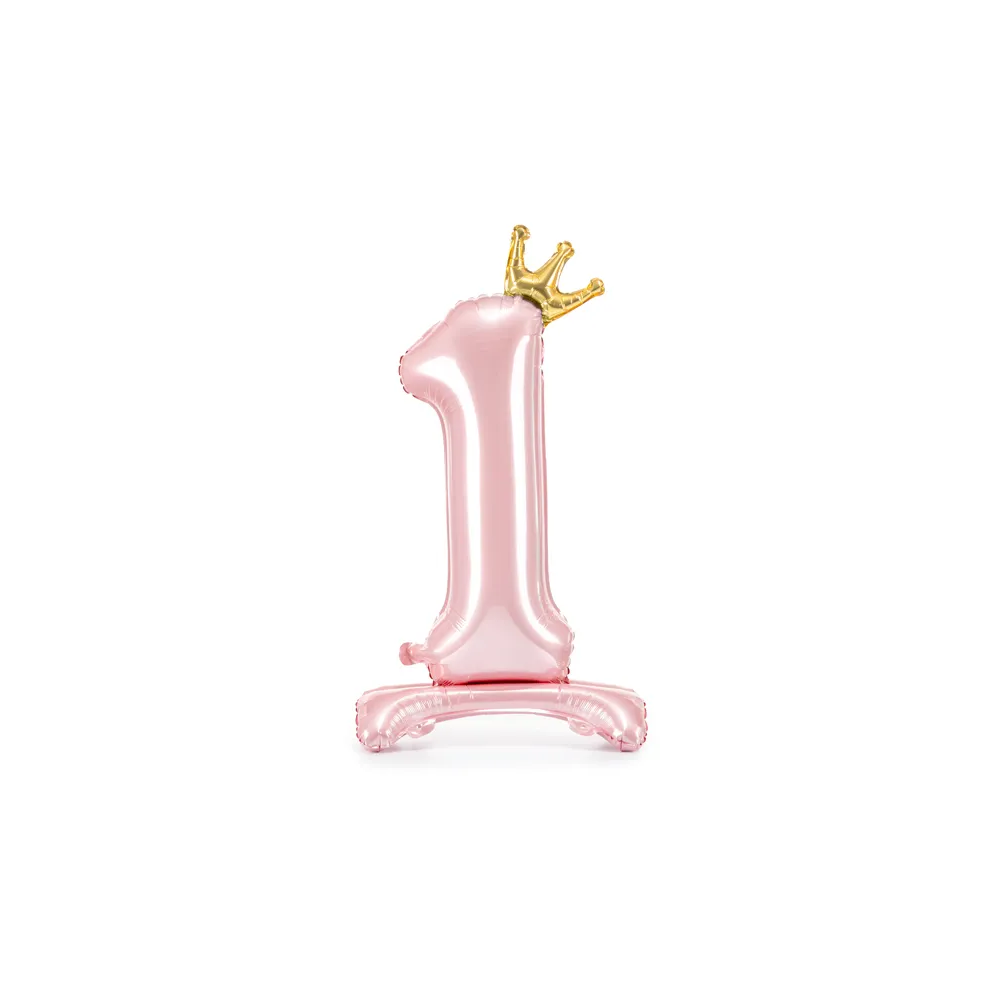 Balon foliowy stojący różowy cyfra 1 - PartyDeco - 84 cm