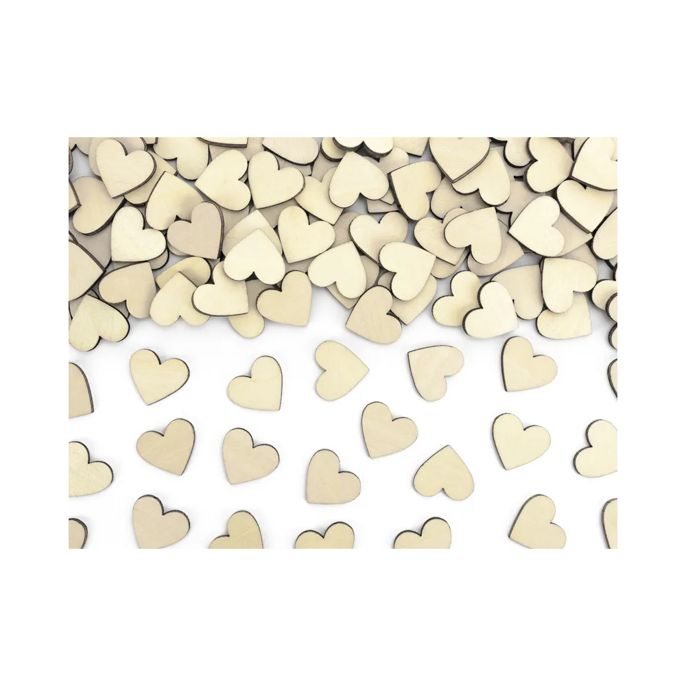 Decorative wooden confetti Hearts - PartyDeco - 50 pcs.