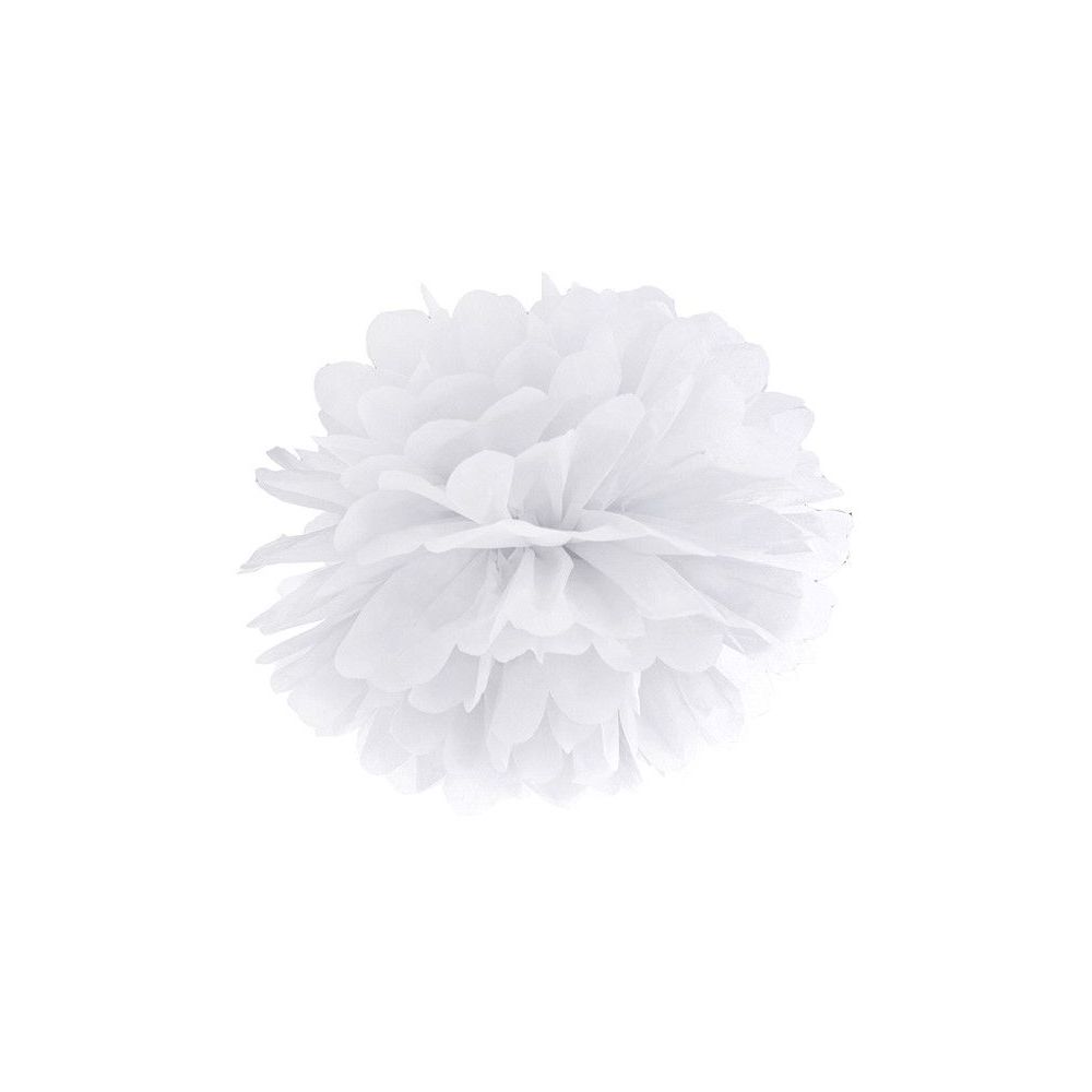 Tissue paper decoration - PartyDeco - Pompom, white, 35 cm