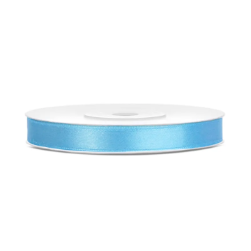 Satin ribbon - PartyDeco - light blue, 6 mm x 25 m