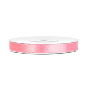 Satin ribbon - PartyDeco - light pink, 6 mm x 25 m
