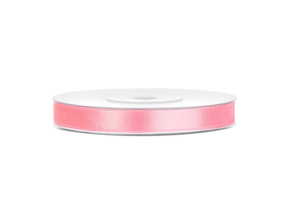 Satin ribbon - PartyDeco - light pink, 6 mm x 25 m