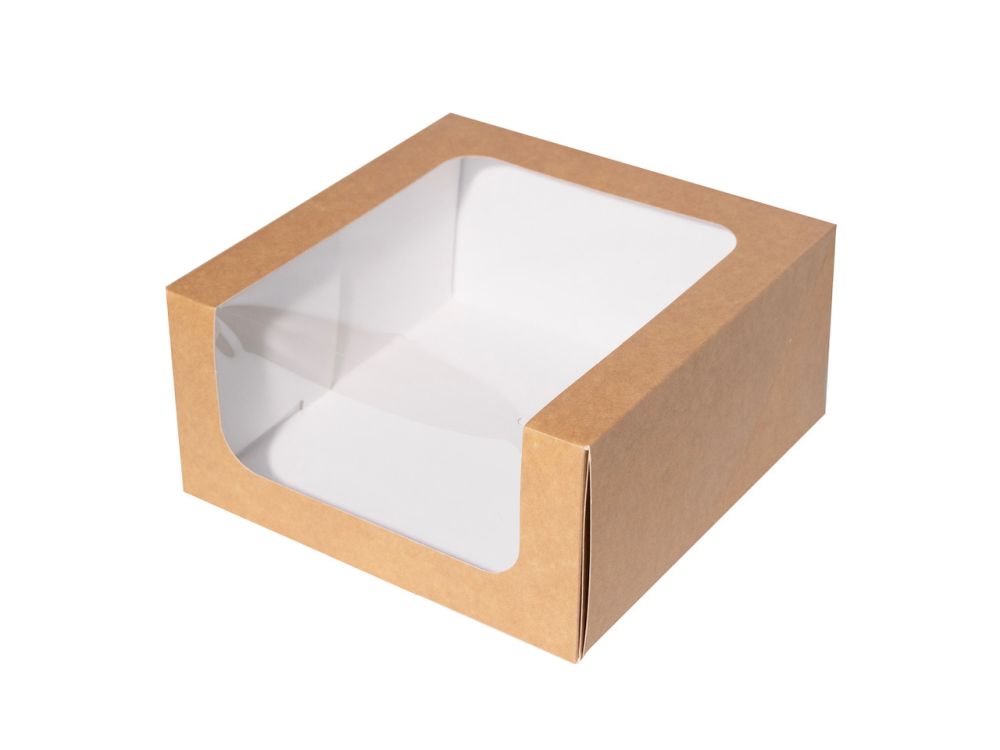Cake box with a window - Hersta - kraft, 22 x 22 x 11 cm