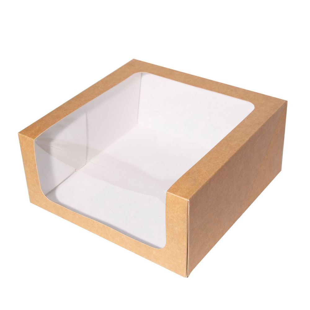 Cake box with a window - Hersta - kraft, 28 x 28 x 13 cm