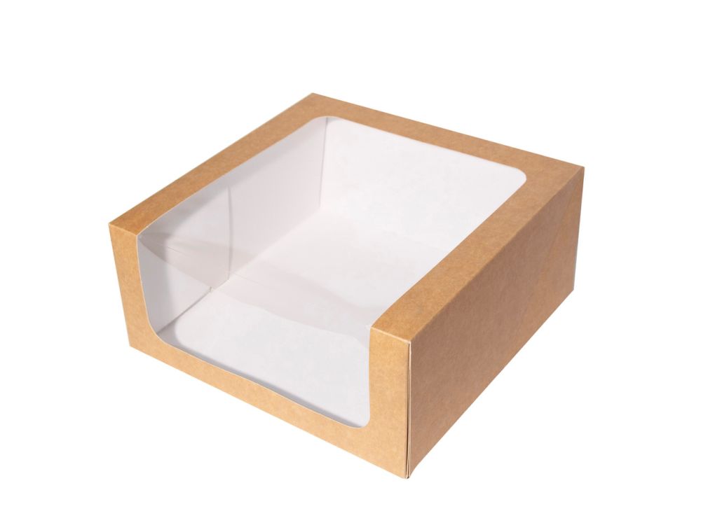 Cake box with a window - Hersta - kraft, 28 x 28 x 13 cm