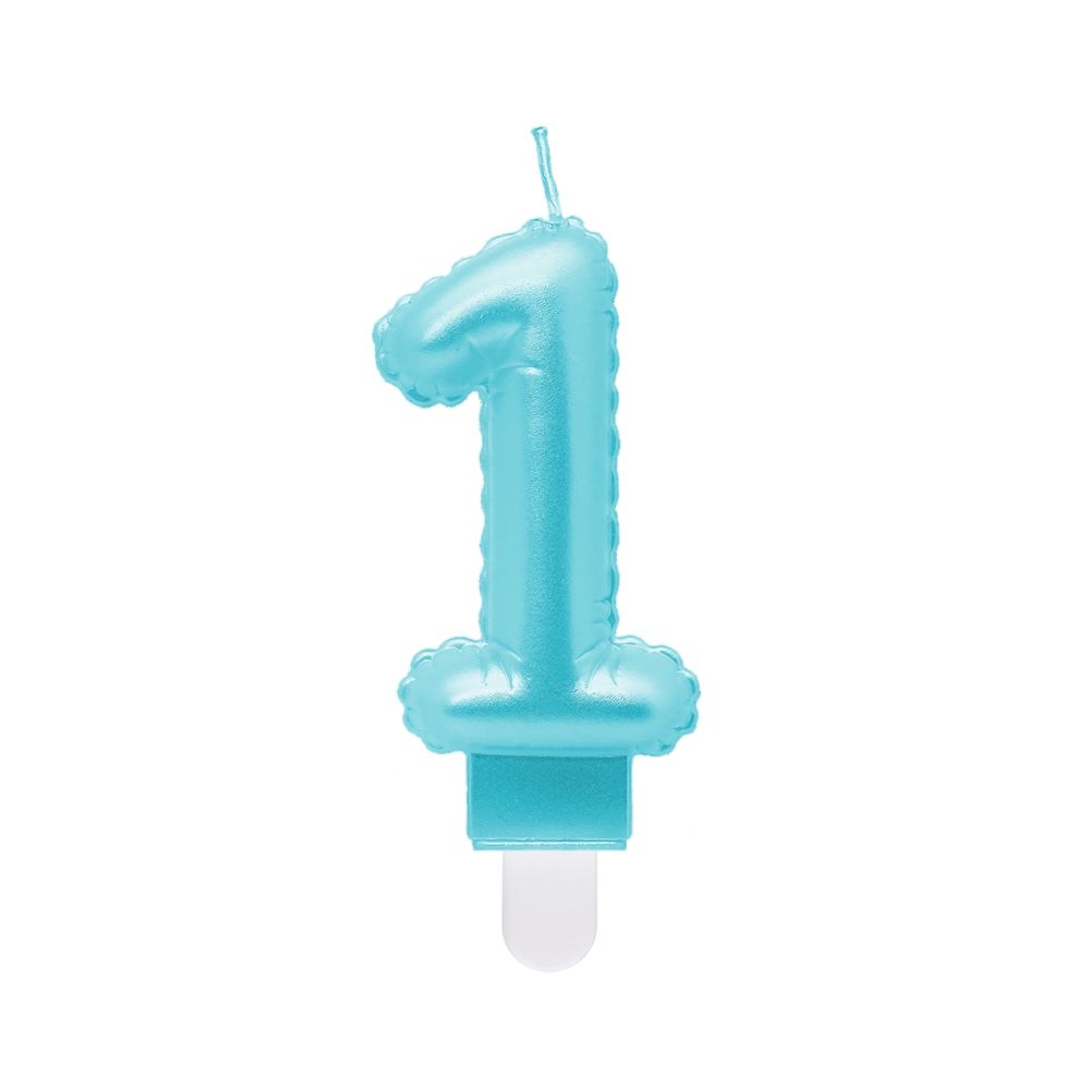 Birthday candle number 1 - GoDan - pearl, light blue