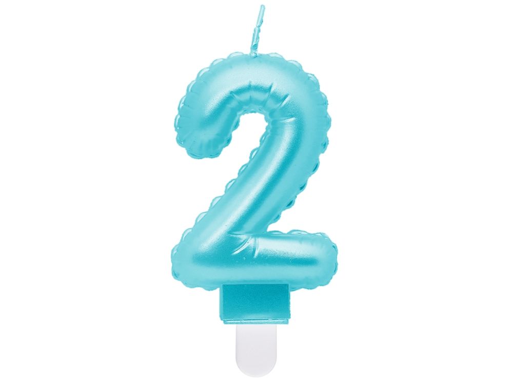 Birthday candle number 2 - GoDan - pearl, light blue
