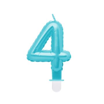 Świeczka urodzinowa cyfra 4 - GoDan - perłowa, jasnoniebieska
