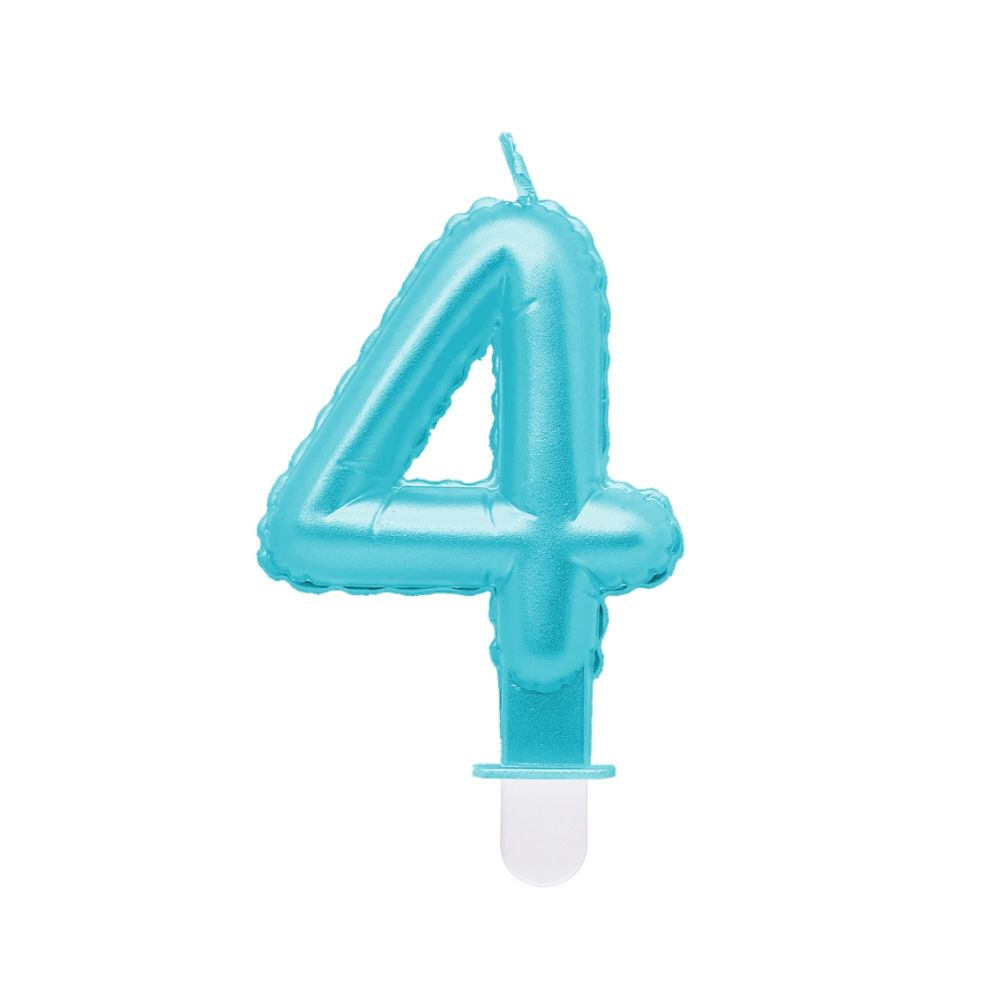 Birthday candle number 4 - GoDan - pearl, light blue